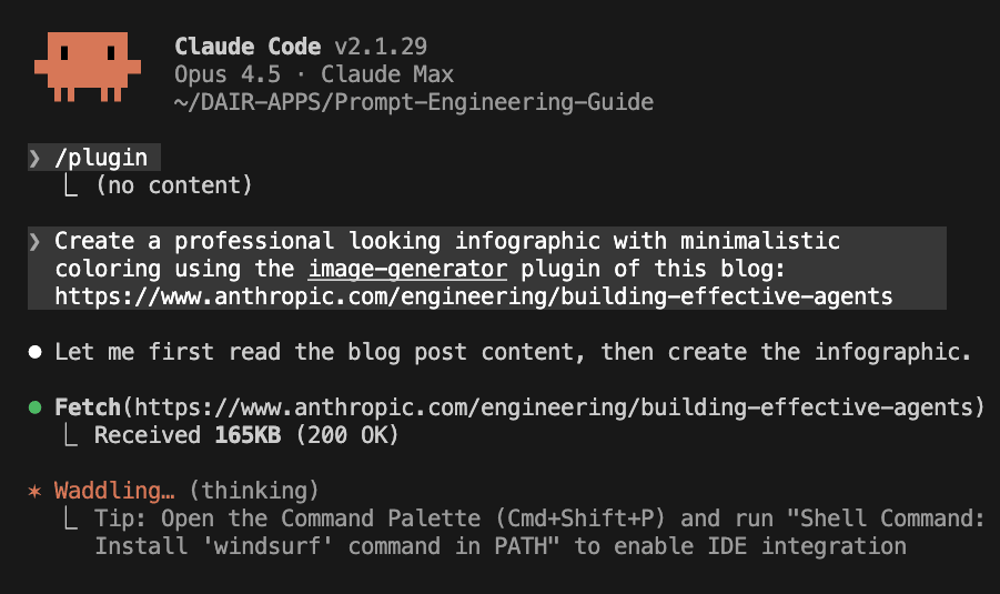 Claude Code generating an infographic from a blog URL Claude Code generating an infographic from a blog URL
