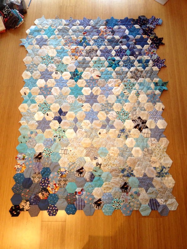 Blue and White EPP quilt Blue and White EPP quilt