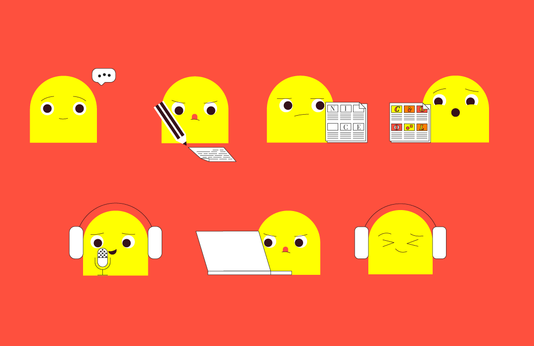 7 2D charactrs, each for a stage of animation