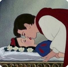 This may contain: a woman kissing a man in bed with the caption 40 life hacks from disney movies that are borderline genius