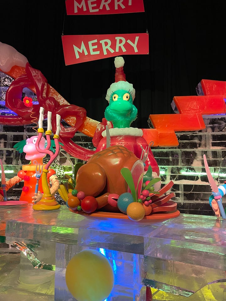 Ice sculptures and ice slide