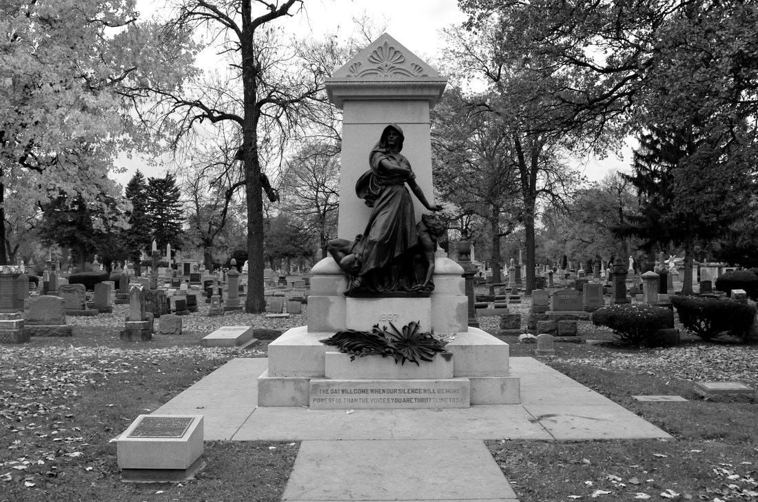 r/chicago - The Haymarket Martyrs' Monument, dedicated to the defendants of the Haymarket Affair