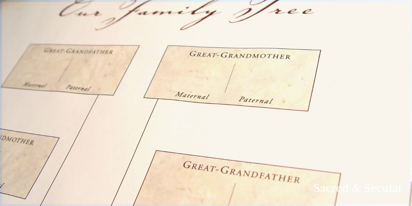 Family tree chart showing multiple generations connected by branching lines, illustrating ancestry and family relationships across time. Family tree chart showing multiple generations connected by branching lines, illustrating ancestry and family relationships across time.