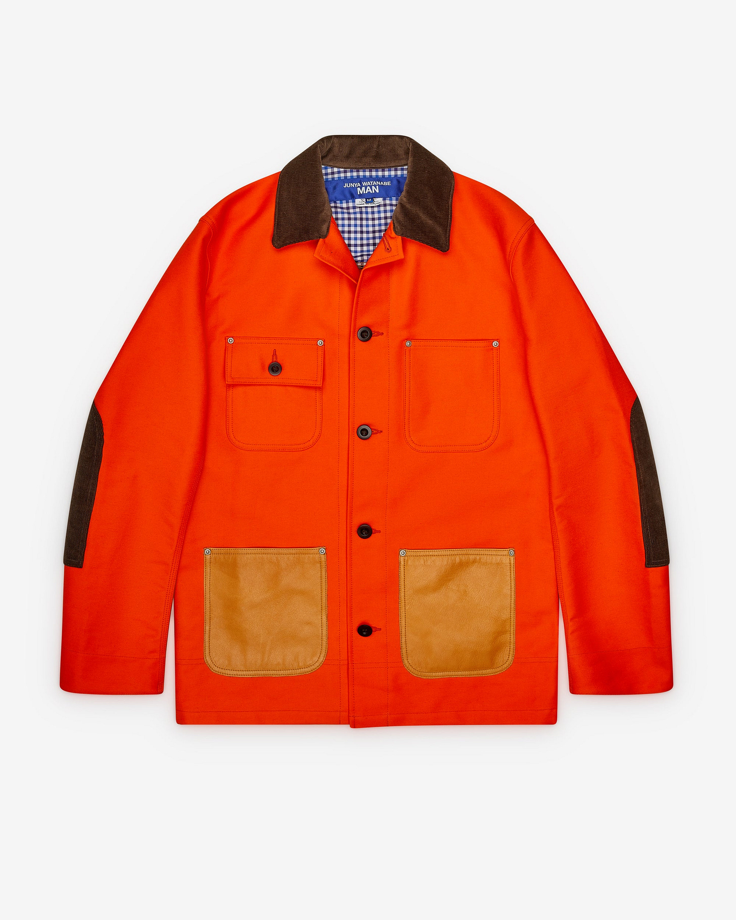 Junya Watanabe Man - Men's Contrast Collar Jacket - (Orange/Brown) view 1, Click to Zoom in Junya Watanabe Man - Men's Contrast Collar Jacket - (Orange/Brown) view 1, Click to Zoom in