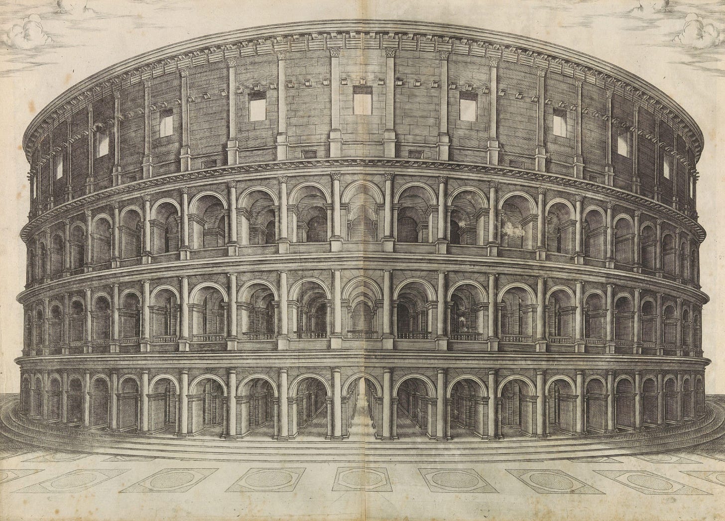 A print of the Colosseum in Rome.
