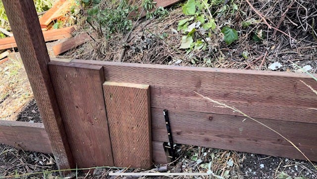Structurally unsound piece of our new retaining wall. Structurally unsound piece of our new retaining wall.