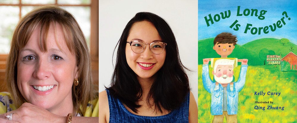Prize pack #4 includes: • How Long Is Forever? (Charlesbridge) • Skype visit with author Kelly Carey Also pictured, middle: illustrator Qing Zhuang Prize pack #4 includes: • How Long Is Forever? (Charlesbridge) • Skype visit with author Kelly Carey Also pictured, middle: illustrator Qing Zhuang