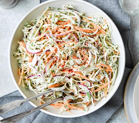 six piectures of cabbage recipes as listed below this image
