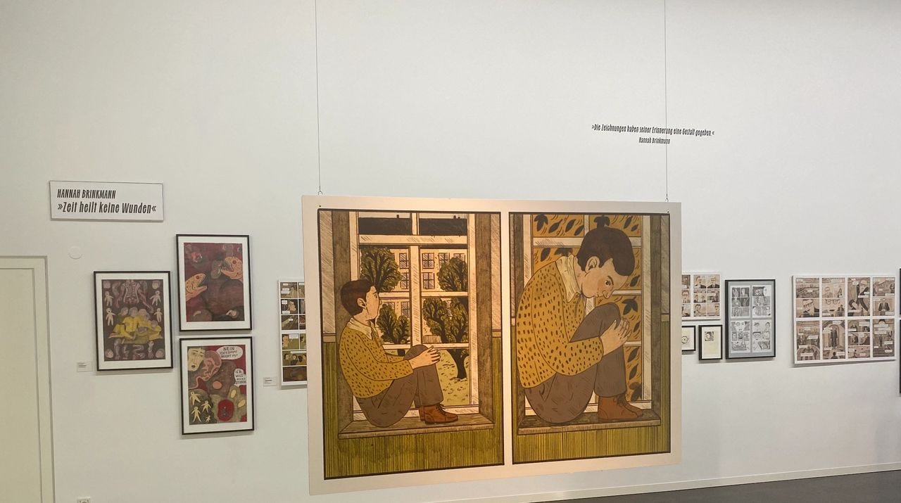 Display from the I Will Not Be Silent! exhibition at the Kunsthalle Wiesbaden, dedicated to Hannah Brinkmann’s Zeit heilt keine Wunden (Time Heals No Wounds), which traces Ernst Grube’s story under Nazi persecution and beyond. I subsequently had the pleasure of interviewing her.