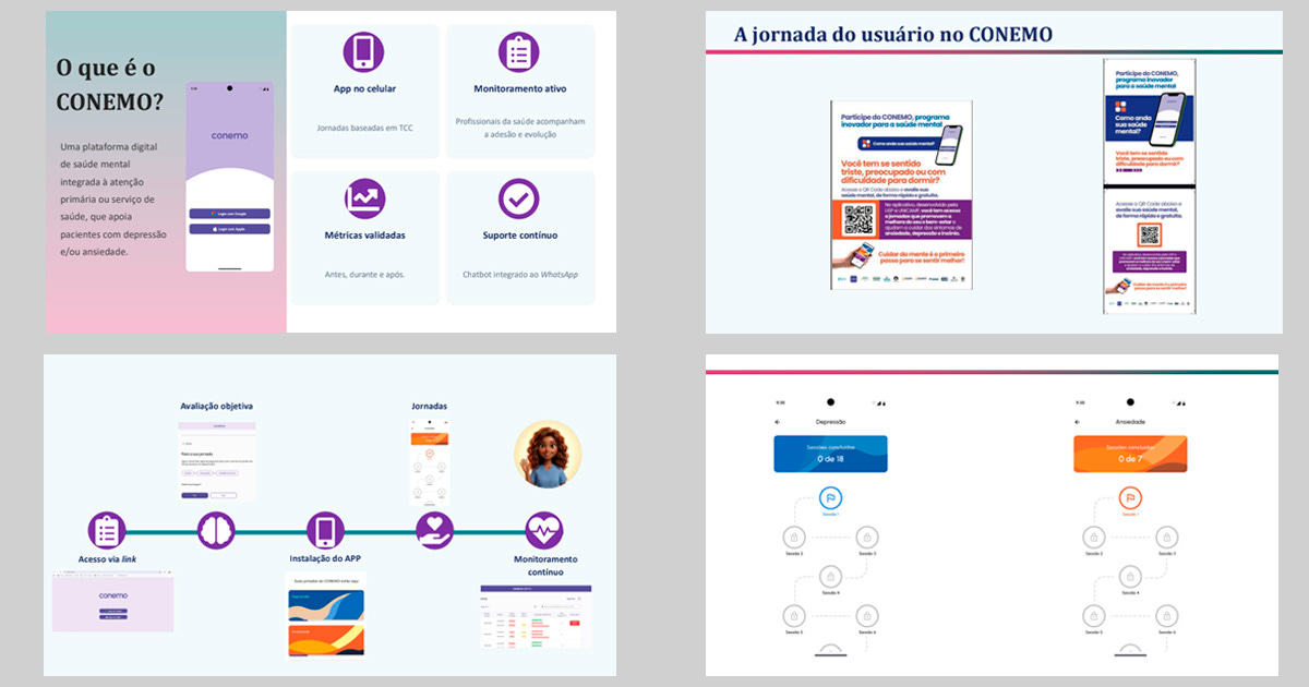 Ilustração do dashboard e telas do aplicativo Conemo Ilustração do dashboard e telas do aplicativo Conemo