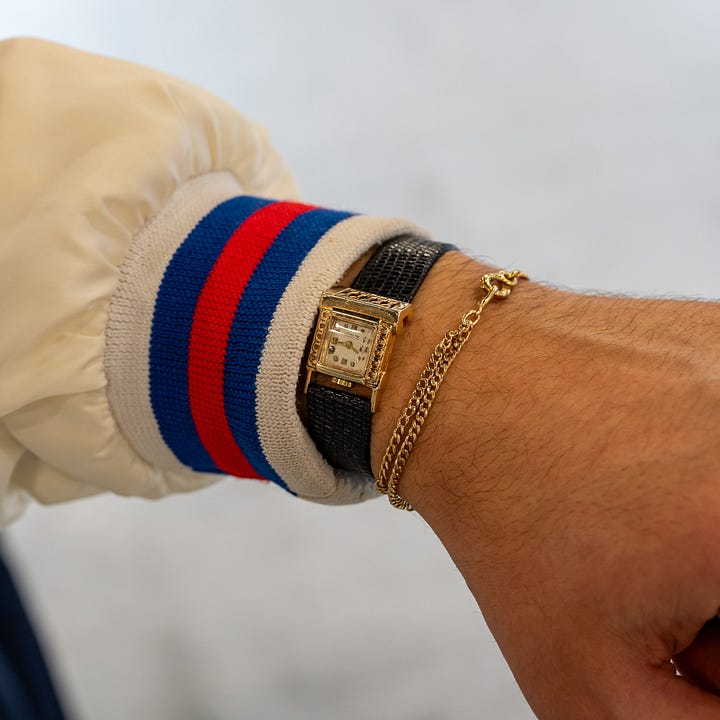 a collection of vintage watch wrist shots from Rolex, Jaeger-LeCoultre, and Hermes.