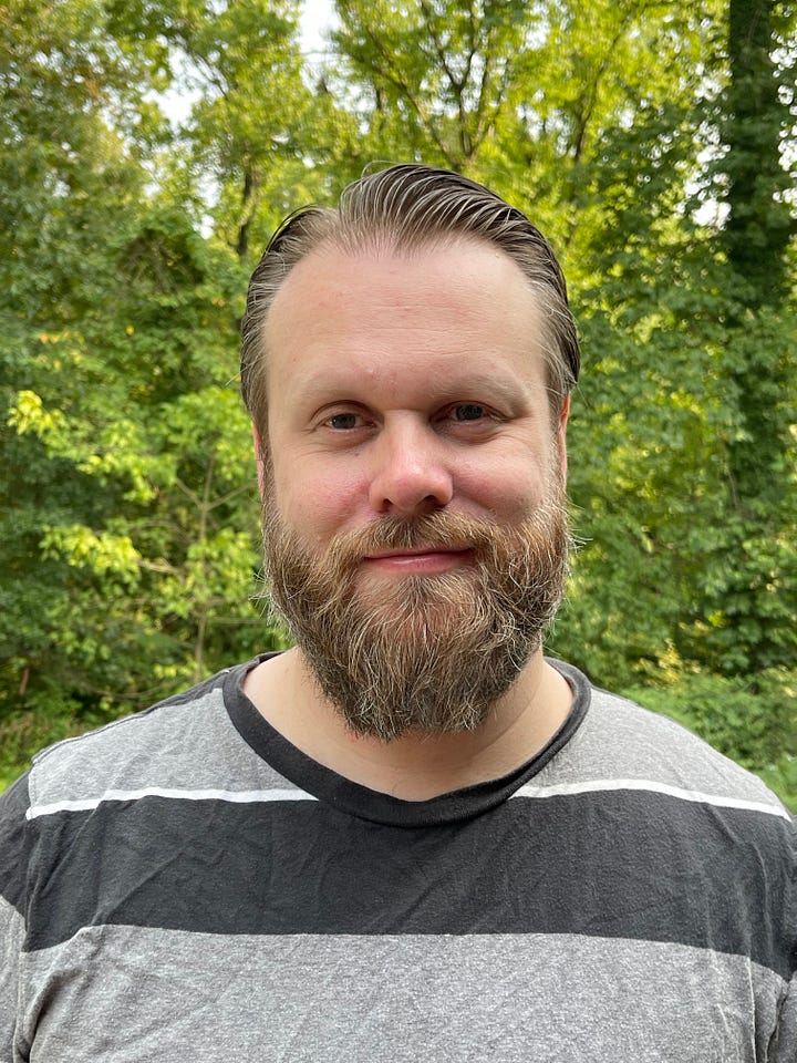 2 images showing me 10 years ago and now. I am older and have a beard.