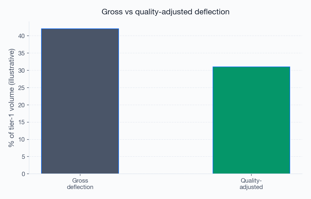 Figure 1: Gross vs quality-adjusted deflection Figure 1: Gross vs quality-adjusted deflection