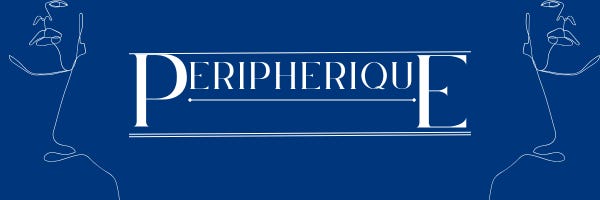 White text in a serif font on a royal blue background. Text reads: Peripherique