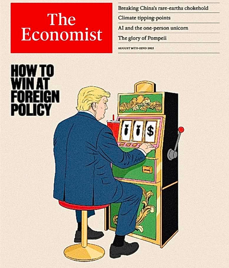 May be a graphic of ‎text that says '‎Breaking China's are rare-earths carthsc chokehold Climate tipping-points AI and the one-person one unicorn The Economist The glory of Pompeii AUGUST6THI-22ND AUGUST 6TH-22ND 2025 HOW To WINAT FOREIGN POLICY 00S 490 မြ့ ن FL‎'‎