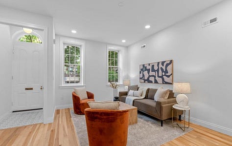 living room, kitchen and dining room