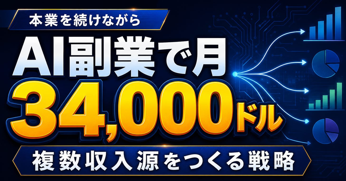 AI副業で月34,000ドルを稼ぎ複数収入源をつくる戦略