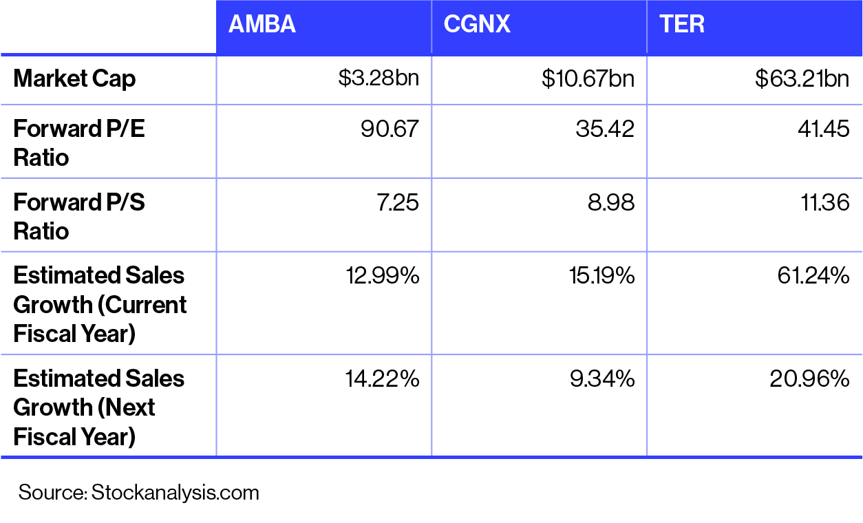 AMBA vs CGNX vs TER Fundamentals comparison