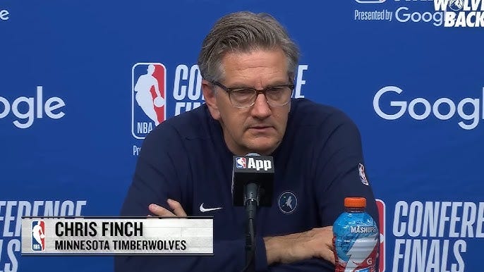 Chris Finch addresses media after game 3 of Wolves Thunder series
