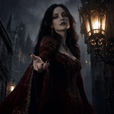Anastrasya beckoning beneath lantern light