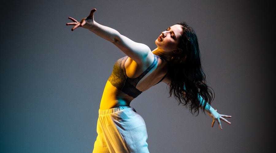 Lady dancing with outstretched arms Lady dancing with outstretched arms