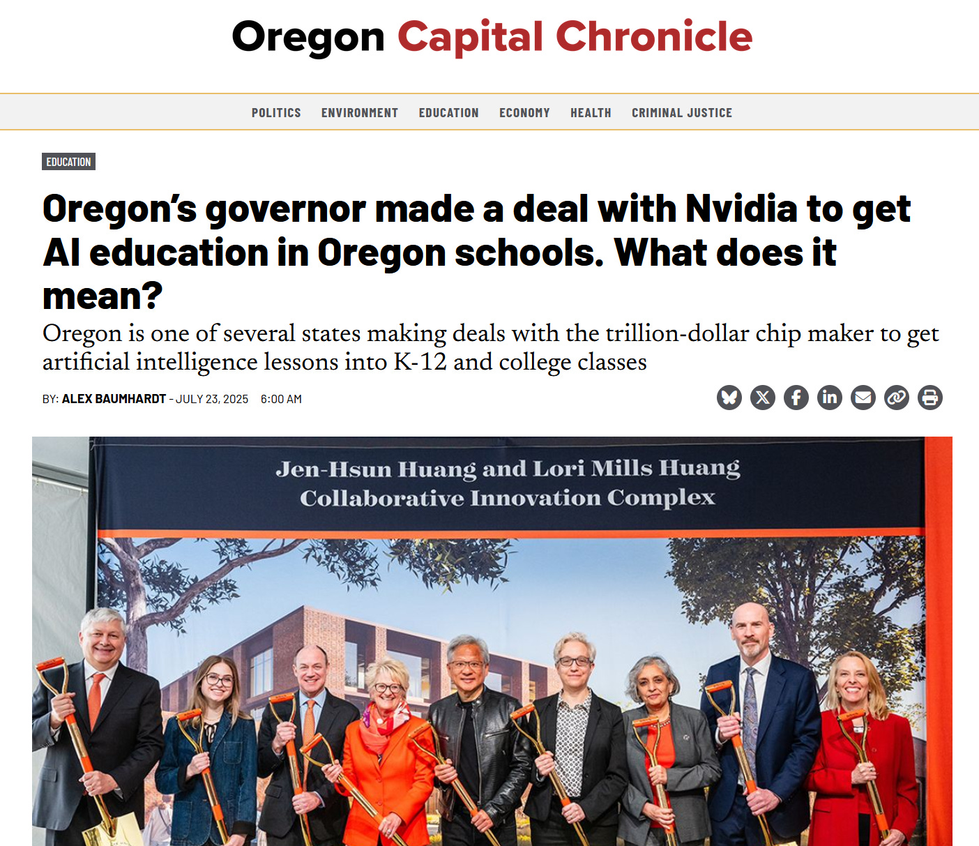 Oregon’s governor made a deal with Nvidia to get AI education in Oregon schools. What does it mean? Oregon is one of several states making deals with the trillion-dollar chip maker to get artificial intelligence lessons into K-12 and college classes