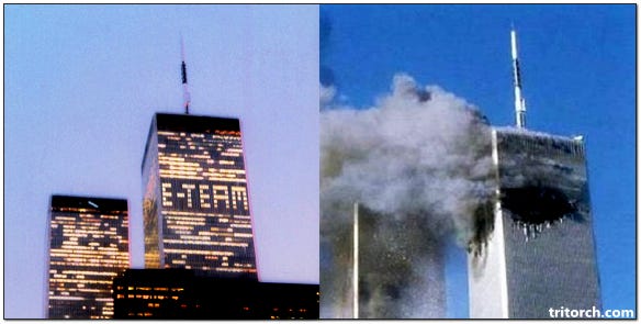 march 2001 artist e-team announces their contribution to bringing down the twin towers