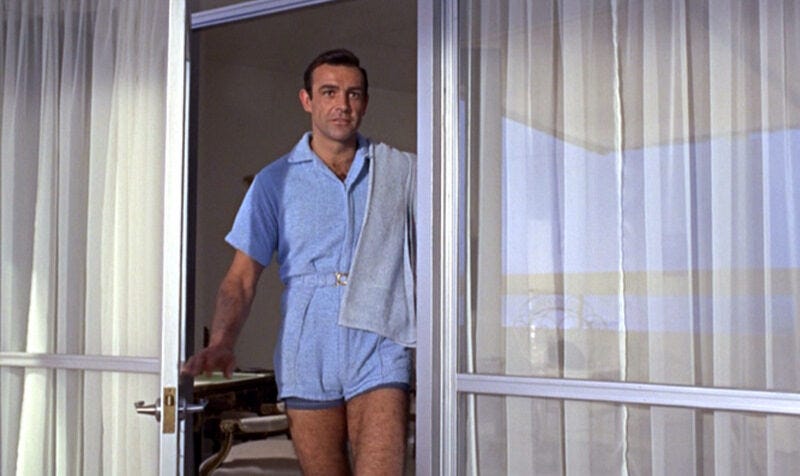 Goldfinger: Sean Connery in a Towelling Playsuit | – Clothes on film Goldfinger: Sean Connery in a Towelling Playsuit | – Clothes on film