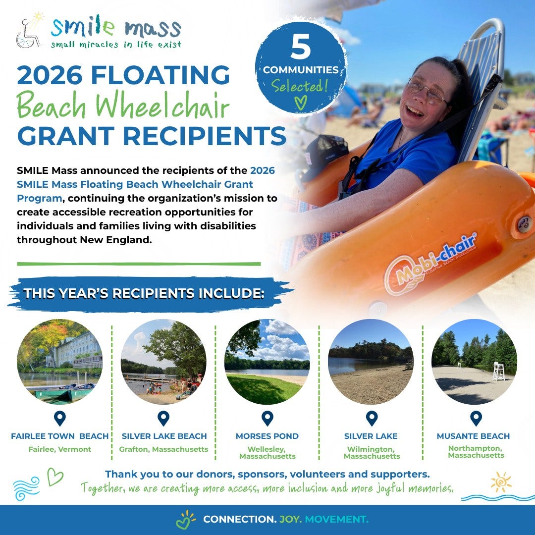 Flyer for floating beach wheelchair grant recipients"