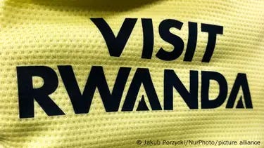 Visit Rwanda logo is seen on Arsenal F.C. jersey Visit Rwanda logo is seen on Arsenal F.C. jersey