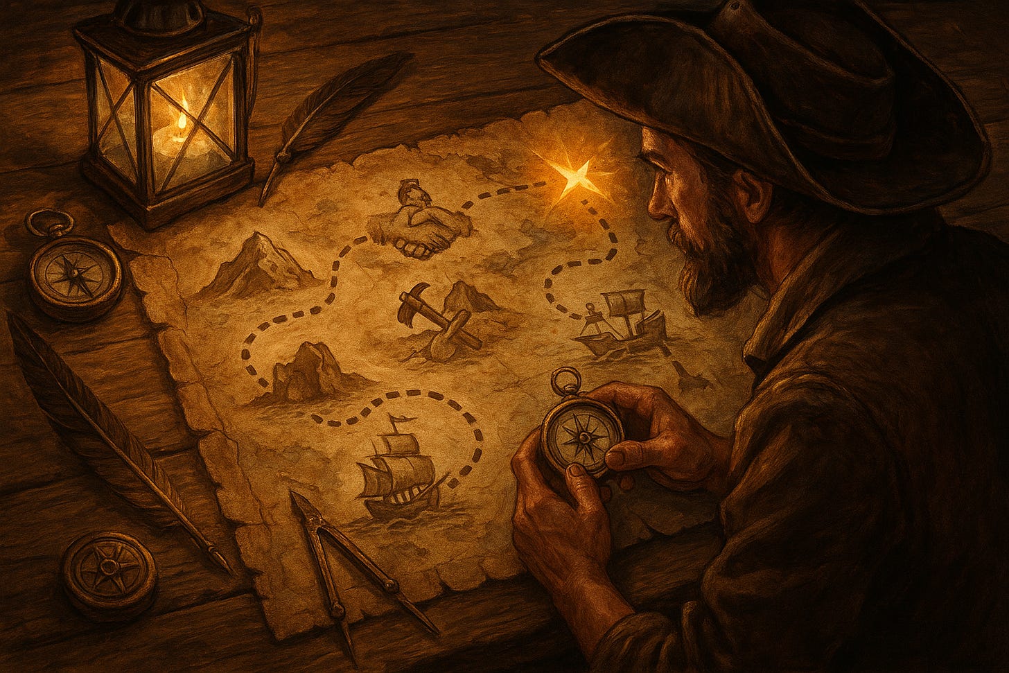 AI generated image for prompt: A detailed, aged treasure map ...