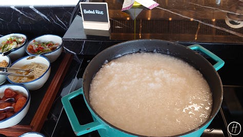 Food offerings at Moxy breakfast buffet