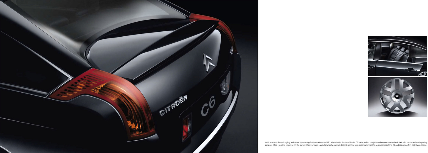 Citroën C6 2006 brochure concave rear glass Citroën C6 2006 brochure concave rear glass