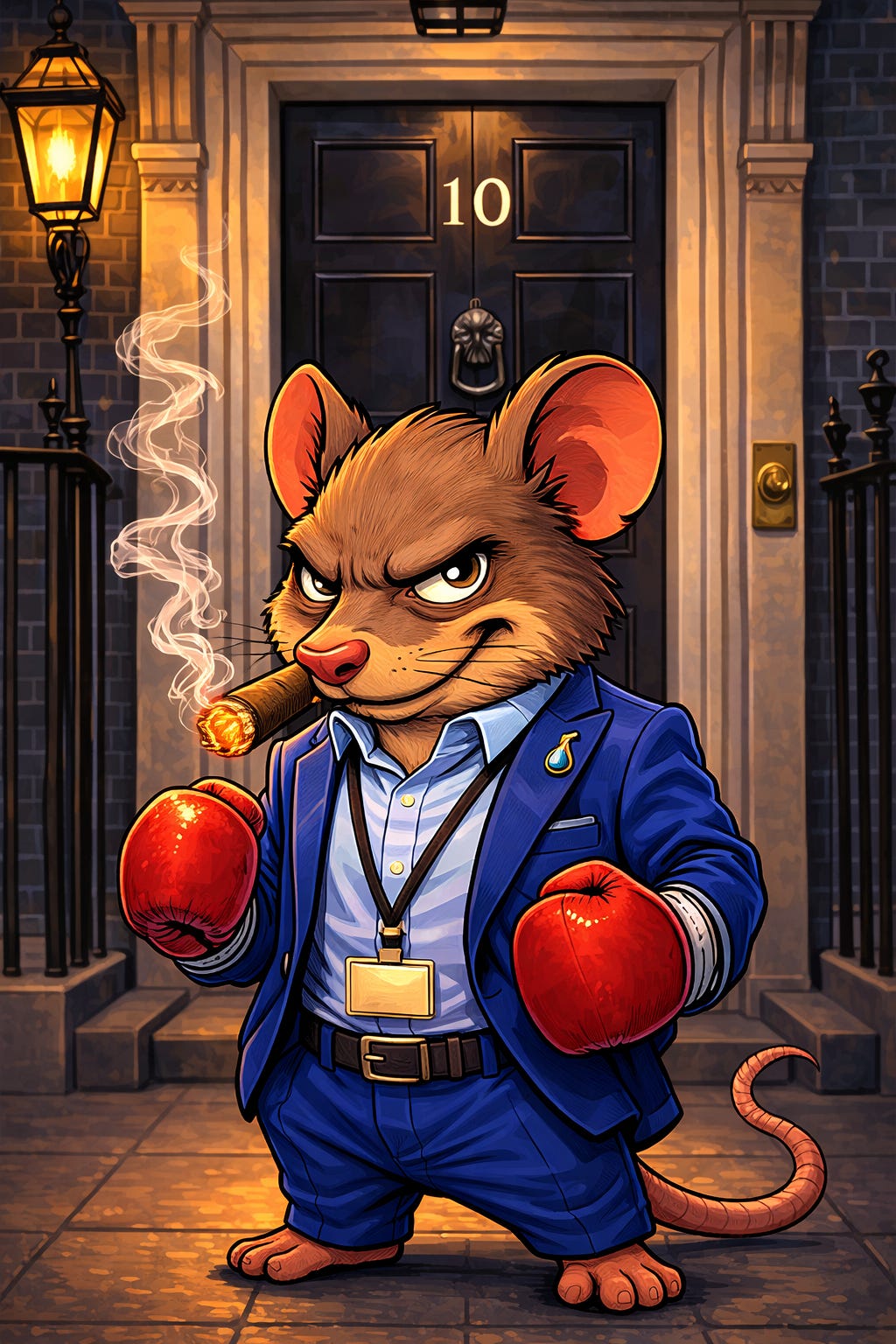 A cartoon mouse wearing boxing gloves and smoking a cigar

AI-generated content may be incorrect.