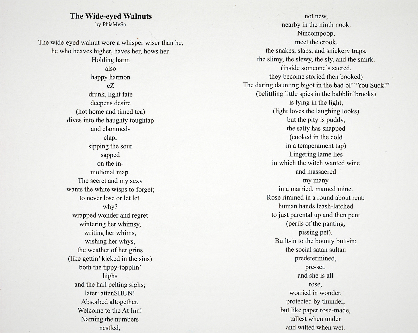 the words to the poem on the wide eyed walnut painting 