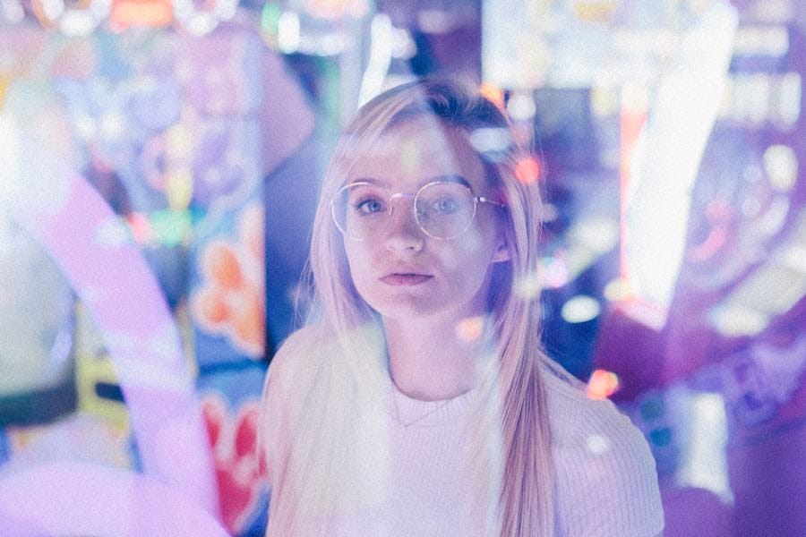 Young lady in futuristic setting Young lady in futuristic setting