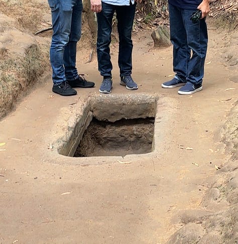 Tunnels have been expanded (so they were smaller than these) for tourism purposes. The larger entrances were for groups of people to enter the tunnels at once.