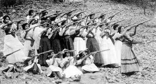 Although history does not record that Jovita Idár picked up a gun in support of La Revolución Mexicana (like the women pictured here), she recruited Mexican-American women to support the fight to overthrow the dictatorship of Porfirio Díaz across the Rio Grande in Mexico.