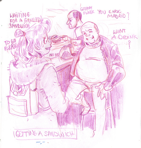 Comics about my stay in Madrid, Done with colored pencils.