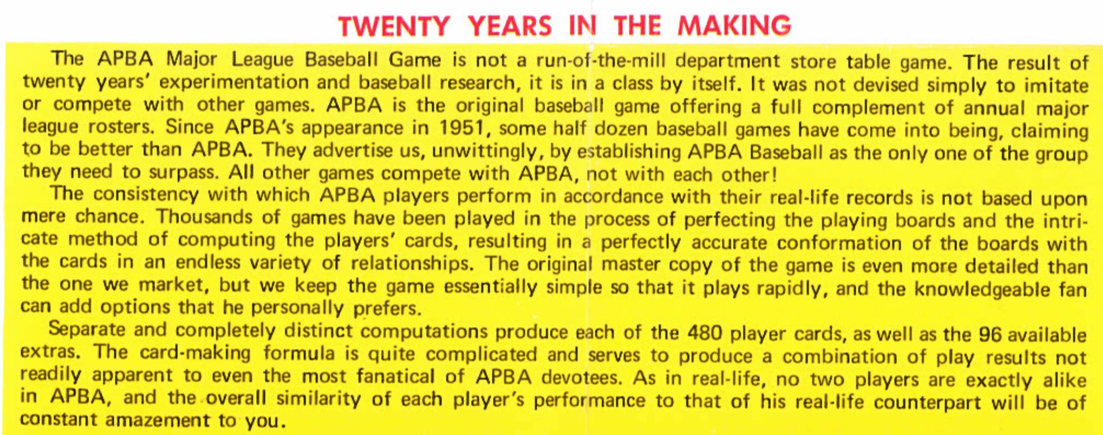 Origins of the APBA Baseball Master Game