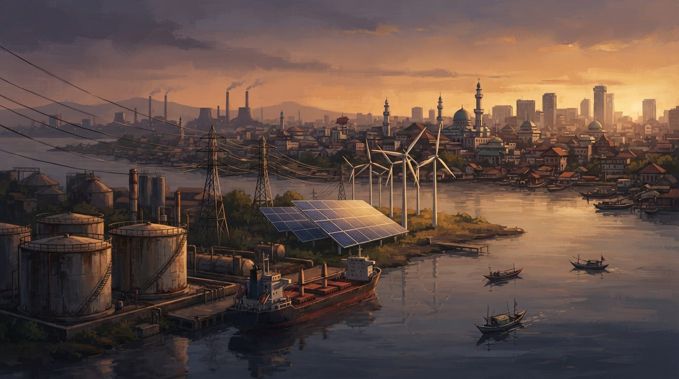Illustration of Southeast Asia's evolving energy landscape, symbolizing regional electricity connectivity, renewable energy expansion, and cross-border energy cooperation. Illustration of Southeast Asia's evolving energy landscape, symbolizing regional electricity connectivity, renewable energy expansion, and cross-border energy cooperation.