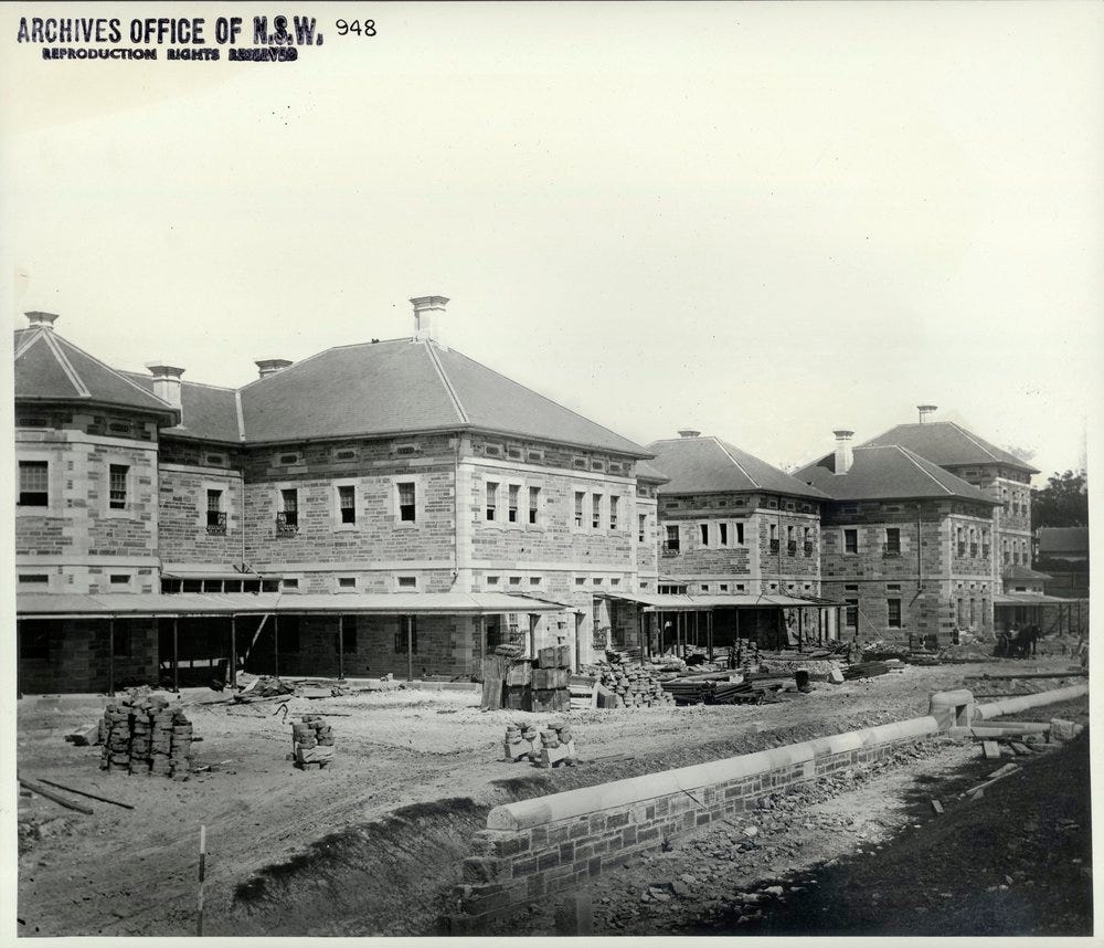 The back of Kirkbride Complex (Callan Park Hospital for the Insane) circa 1883 The back of Kirkbride Complex (Callan Park Hospital for the Insane) circa 1883