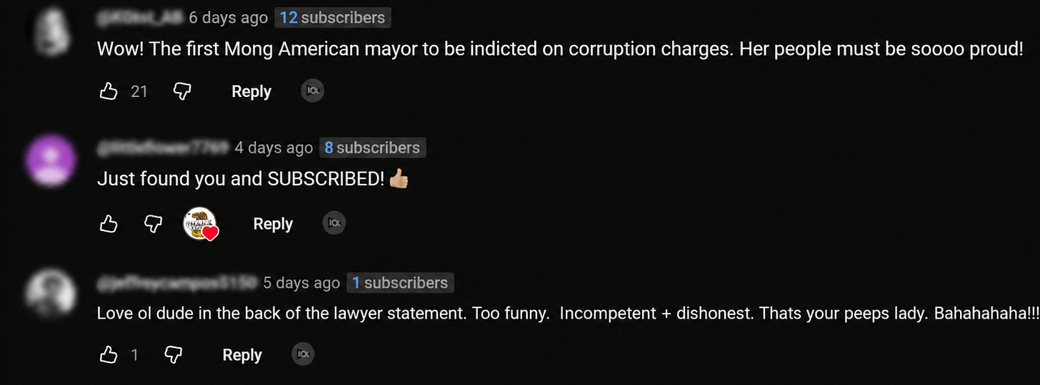 YouTube comment blaming Asian people and immigrants for the scandal involving Oakland’s former mayor.