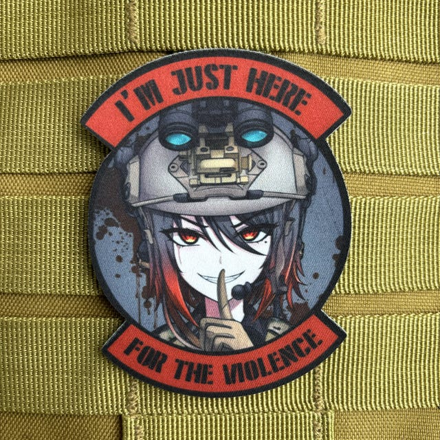 I'm Just Here for The Violence Tactical Patch Anime Girl Morale Badge  Printing Patches Hook and Loop Military Backpack Sticker - AliExpress