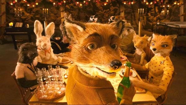 This may contain: a group of stuffed animals sitting at a table with wine glasses and bottles in front of them