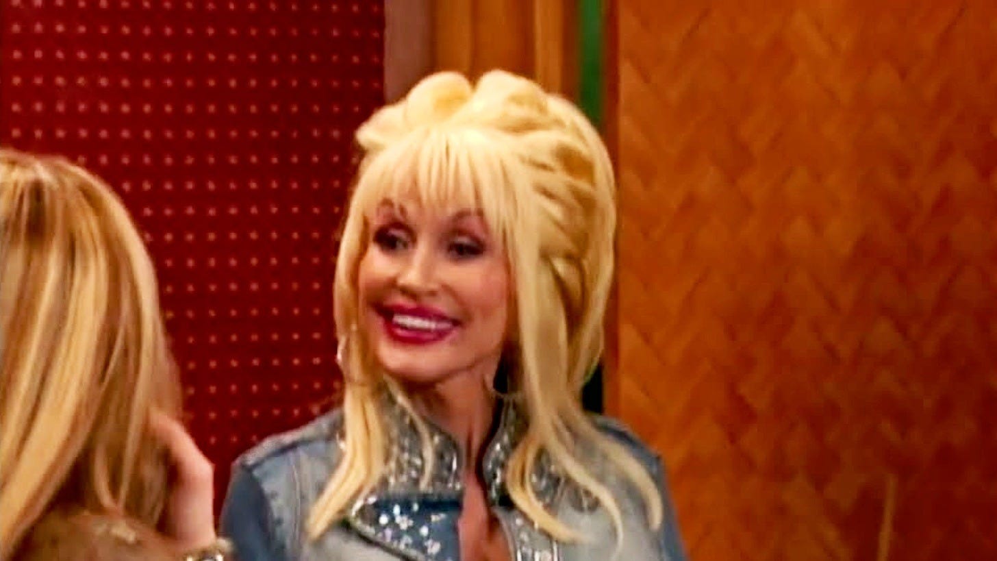 Dolly Parton as Aunt Dolly on Hannah Montana. Image: Disney Channel Dolly Parton as Aunt Dolly on Hannah Montana. Image: Disney Channel