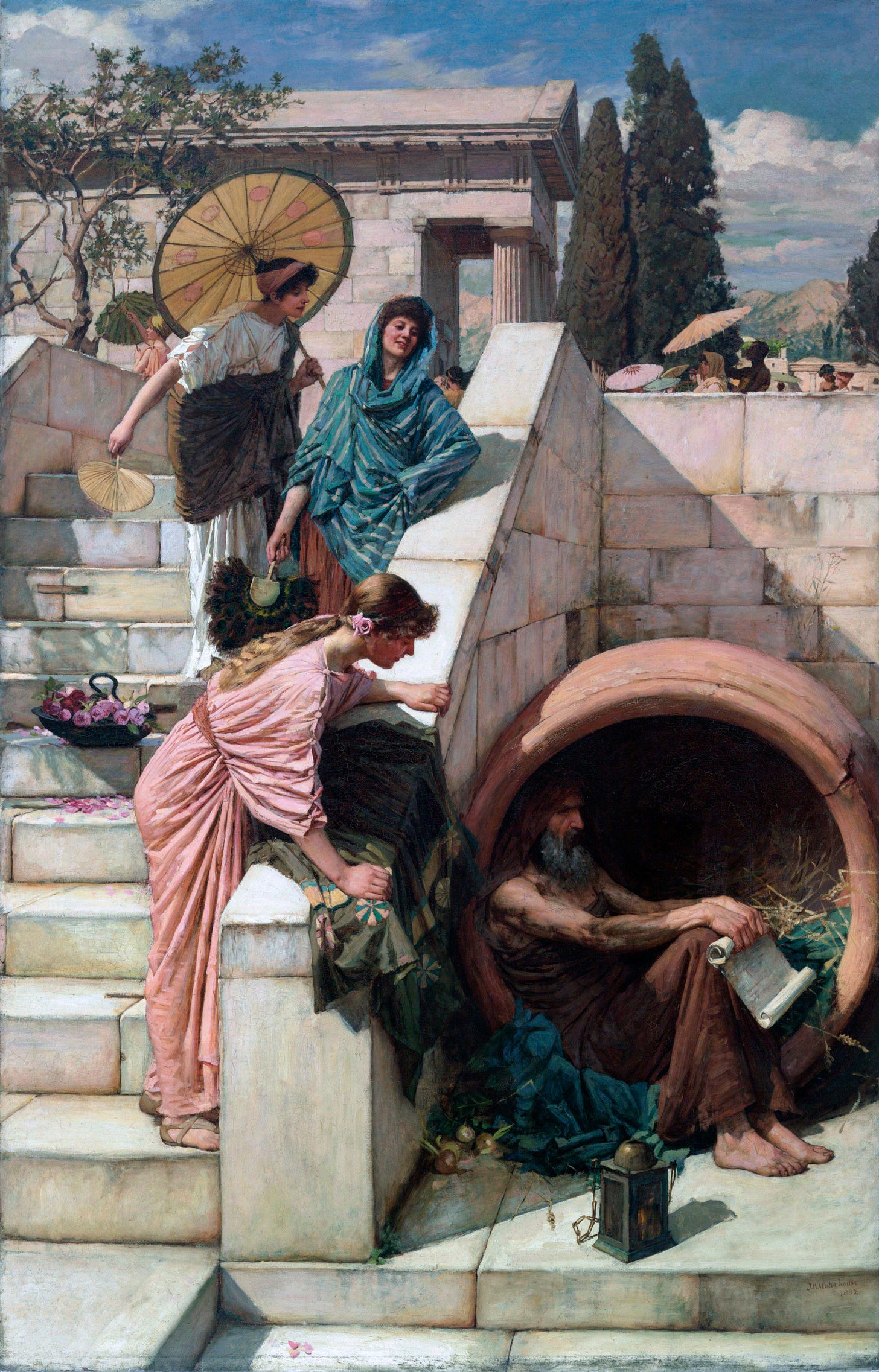 Painting of Diogenes the Cynic by John William Waterhouse. 1882 Painting of Diogenes the Cynic by John William Waterhouse. 1882