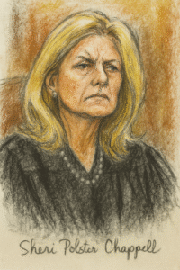 Courtroom Sketch of U.S. Judge Sheri Polster Chappell