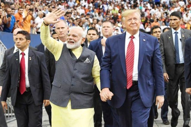 Prime Minister Narendra Modi and US President Donald Trump at the "Howdy, Modi!" event in Houston. (Photo: Narendra Modi-Twitter)
