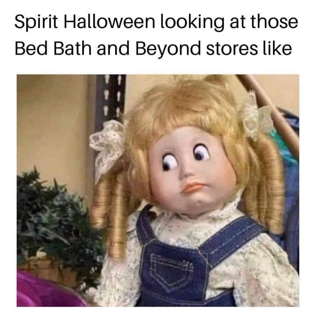 May be an image of text that says 'Spirit Halloween looking at those Bed Bath and Beyond stores like'